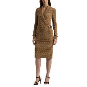 Lauren Ralph Lauren Cable-Knit Buckle-Trim Sweater Dress